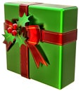 Christmas green gift with red ribbon and bow Royalty Free Stock Photo