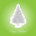 Christmas green Postcard with white Christams Tree Polygonal. Royalty Free Stock Photo