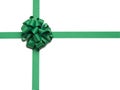 Christmas Green Ribbon and Bow Royalty Free Stock Photo