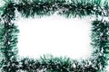 Christmas green tinsel frame. Royalty Free Stock Photo