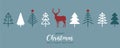 christmas greeting banner with deer and fir tree decoration Royalty Free Stock Photo