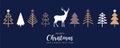 christmas greeting banner with deer and fir tree decoration Royalty Free Stock Photo