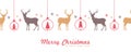 christmas greeting banner with deer and fir tree decoration seamless Royalty Free Stock Photo
