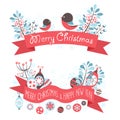 Christmas greeting banners with decorative winter