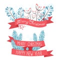 Christmas greeting banners with decorative winter
