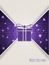 Christmas greeting with bursting purple christmas gift