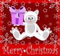 Christmas greeting card with sweet cartoon bear Royalty Free Stock Photo