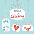 Christmas greeting card with calligraphy. Lettering illustration.