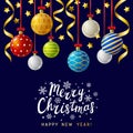 Christmas greeting card with Xmas balls Royalty Free Stock Photo