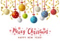 Christmas greeting card with Xmas balls