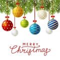 Christmas greeting card with Xmas balls Royalty Free Stock Photo