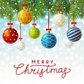 Christmas greeting card with Xmas balls Royalty Free Stock Photo