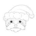 Christmas greeting card for coloring. Yorkshire Terrier dog with Santa`s hat Royalty Free Stock Photo