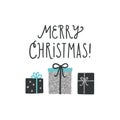 Christmas greeting card with cute gifts