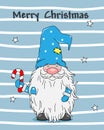 Christmas greeting card. cute gnome