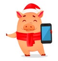 Christmas greeting card. Cute pig Royalty Free Stock Photo