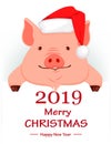 Christmas greeting card. Cute pig Royalty Free Stock Photo