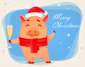 Christmas greeting card. Cute pig Royalty Free Stock Photo