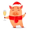 Christmas greeting card. Cute pig Royalty Free Stock Photo