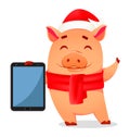 Christmas greeting card. Cute pig Royalty Free Stock Photo