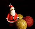 Christmas greeting card. Christmas decorations, balls and Santa Claus.