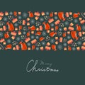 Christmas Greeting Card with Decorative Christmas Elements and Handwritten Text.