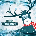 Christmas greeting card with a deer, vector