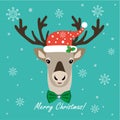 Christmas Greeting Card Design. Christmas Northern deer