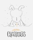 Christmas greeting card design with upside down snowman. Royalty Free Stock Photo