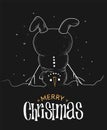 Christmas greeting card design with upside down snowman. Royalty Free Stock Photo