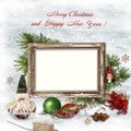 Christmas greeting card with frames for a family