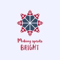 Christmas greeting card with geometric ornament and text