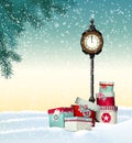 Christmas greeting card, gift boxes with vintage Royalty Free Stock Photo