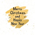 Christmas greeting card with hand drawn lettering. Vector illustration.