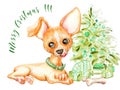 Christmas greeting card with handmade ginger dog.