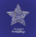 Christmas greeting card with handwritten words in star shape