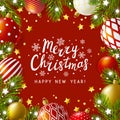 Christmas greeting card with holiday decor Royalty Free Stock Photo