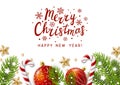 Christmas greeting card with holiday decor Royalty Free Stock Photo