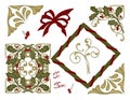 Christmas Greeting Card Holly Bows and Corners