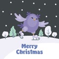 Christmas card with funny owl