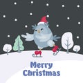 Christmas card with owl