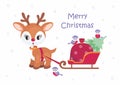 Christmas greeting card with Cute little deer Royalty Free Stock Photo