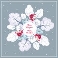 Round winter frame with Santa Royalty Free Stock Photo