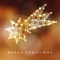 Christmas greeting card, invitation with illuminated falling star, glittering comet Royalty Free Stock Photo