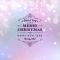 Christmas greeting card light vector background. Merry Christmas holidays wish design and vintage ornament decoration Royalty Free Stock Photo