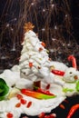 Ingredients, Christmas greeting card, snowman, Christmas tree Royalty Free Stock Photo