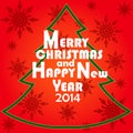 Christmas Greeting Card. Merry Christmas and Happy new year 2014 lettering, illustration.