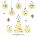 Christmas greeting card, modern art line style