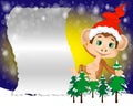 Christmas Greeting Card with the monkey. Letter to Santa Claus