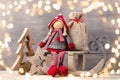 Christmas greeting card. Noel gnome background. Christmas symbol Royalty Free Stock Photo